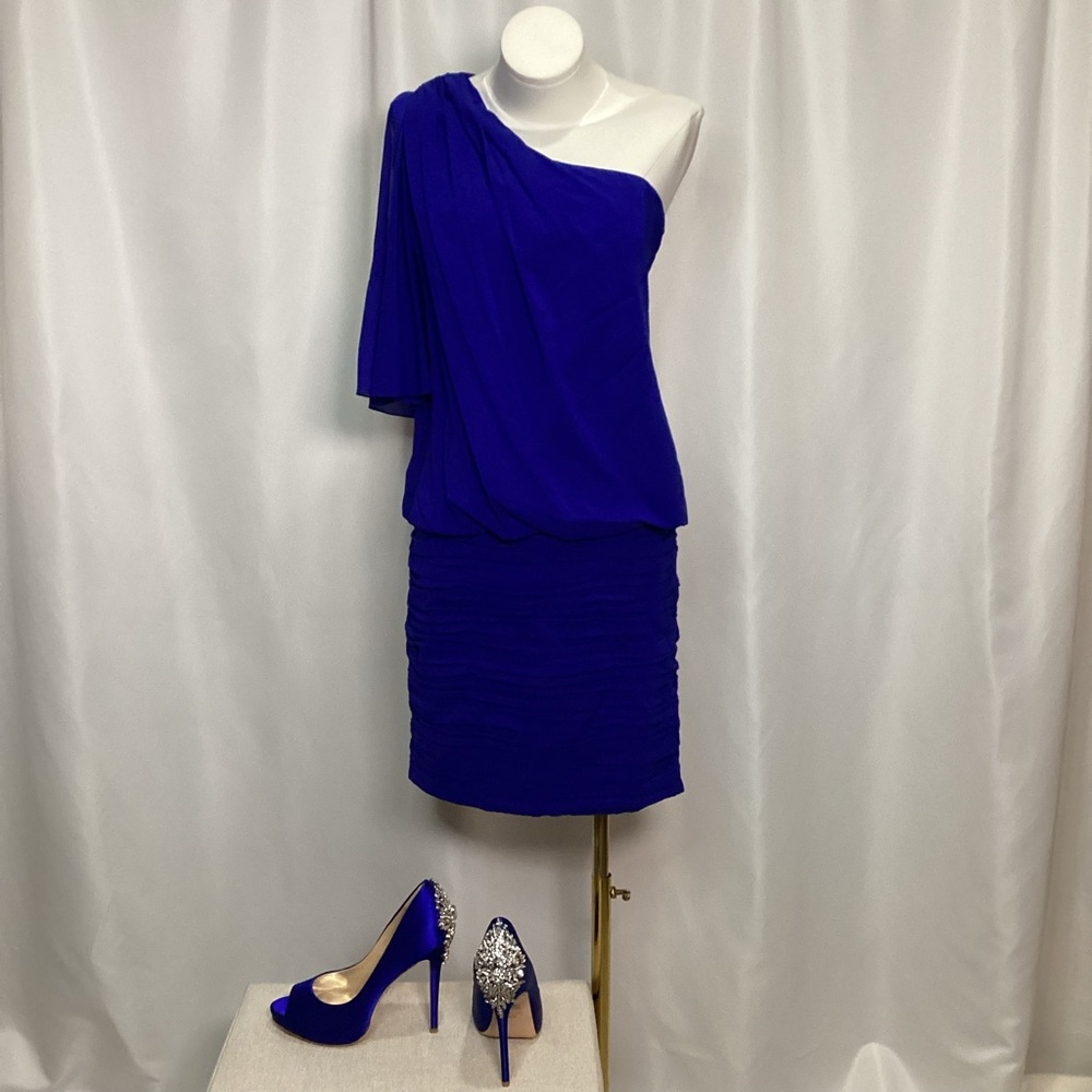 566. Jill Stuart Vibrant Blue One-Shoulder Dress Size 10 NWT